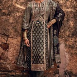 Surasa Ajrakh Kurta Set – Black