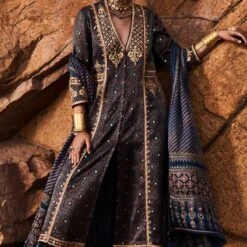 Vamika Ajrakh Sharara Set - Indigo