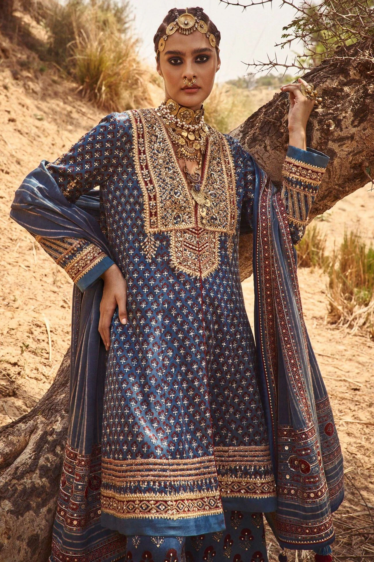 Shyla Ajrakh Kurta Set – Indigo 2 Shyla Ajrakh Kurta Set – Indigo - Image 2