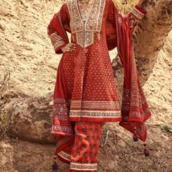 Ekaa Ajrakh Kurta Set – Red