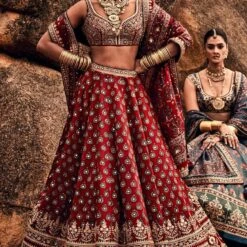 Laukya Ajarakh Lehenga Set- Red -Abhinaya shop ad f21p62 lcd red 3 1