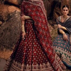 Laukya Ajarakh Lehenga Set- Red -Abhinaya shop ad f21p62 lcd red 4 1