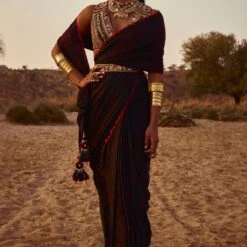 Deetya Bandhani Saree – Black/Red