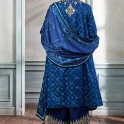 Ganavi Bandhani Kurta Set – Blue -Abhinaya shop ad f21p74 blue 3