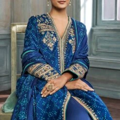 Ganavi Bandhani Kurta Set – Blue -Abhinaya shop ad f21p74 blue 6