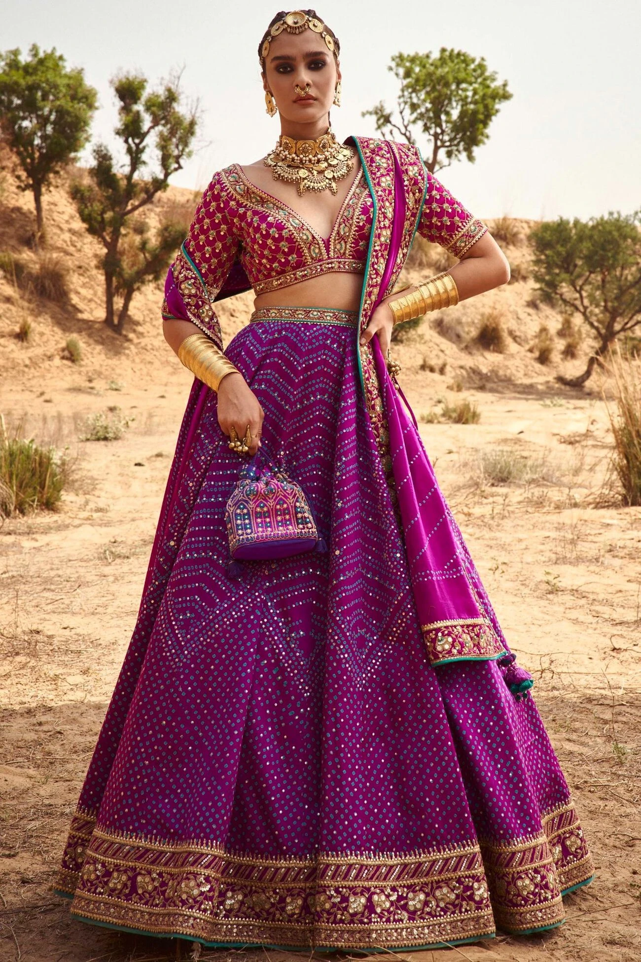 Mihik Bandhani Lehenga Set – Purple 1 Mihik Bandhani Lehenga Set – Purple