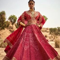 Bhuvi Bandhani Lehenga Set – Red
