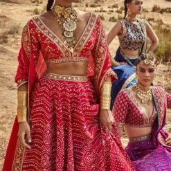 Bhuvi Bandhani Lehenga Set – Red -Abhinaya shop ad f21p79lcd red 2