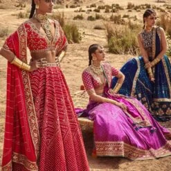 Bhuvi Bandhani Lehenga Set – Red -Abhinaya shop ad f21p79lcd red 4