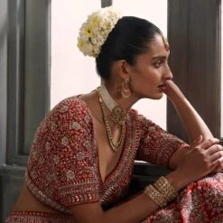 Deepa Lehenga Set – Red -Abhinaya shop ad f21r27lcd red 4