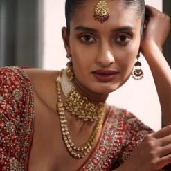 Deepa Lehenga Set – Red -Abhinaya shop ad f21r27lcd red 5