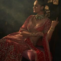 Ela Lehenga Set - Red -Abhinaya shop ad f21r5 red 3