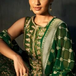 Vaishi Sharara Set - Emerald Green -Abhinaya shop ad f21s36 emeraldgreen 6