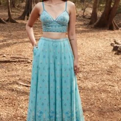 The Aquarius Sharara Set -Abhinaya shop ad s21ma223 ice blue 3
