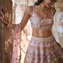 Butterfly Blush Lehenga Set - Blush 8 Butterfly Blush Lehenga Set - Blush -Abhinaya shop ad s22a1a blush 4