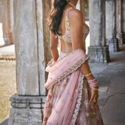 Butterfly Blush Lehenga Set - Blush 9 Butterfly Blush Lehenga Set - Blush -Abhinaya shop ad s22a1a blush 5