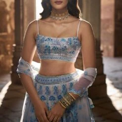 Periwinkle Dreams Lehenga Set​ - White -Abhinaya shop ad s22a1b white 4