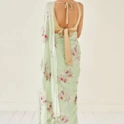 Alyssa Saree Set – Pista -Abhinaya shop ad s22a7 pista 3