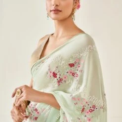 Alyssa Saree Set – Pista -Abhinaya shop ad s22a7 pista 5