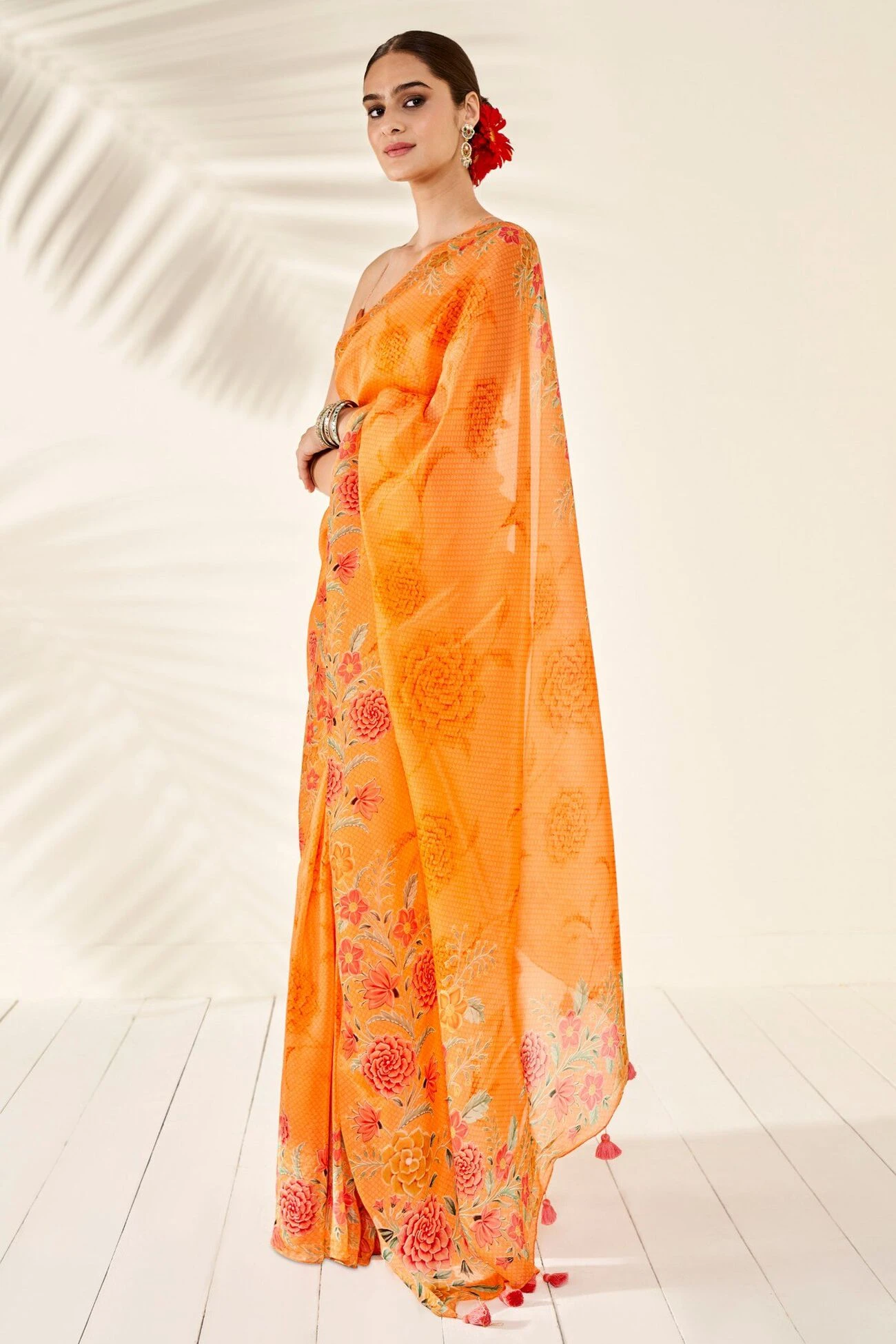 Anya Saree – Orange 2 Anya Saree – Orange - Image 2