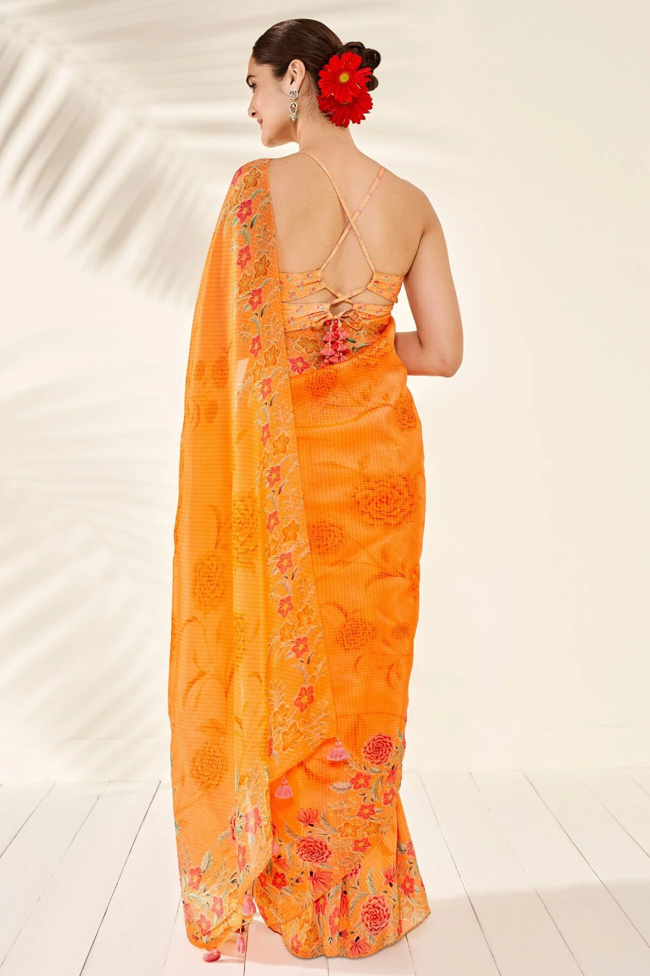 Anya Saree – Orange 3 Anya Saree – Orange - Image 3