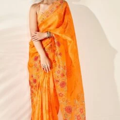 Anya Saree – Orange 10 Anya Saree – Orange -Abhinaya shop ad s22ma127 orange 4