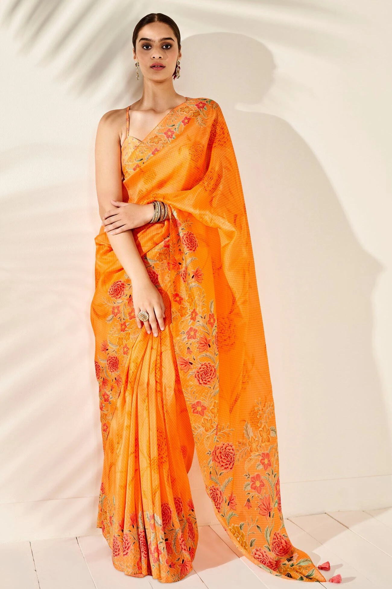 Anya Saree – Orange 4 Anya Saree – Orange - Image 4