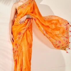 Anya Saree – Orange 11 Anya Saree – Orange -Abhinaya shop ad s22ma127 orange 5