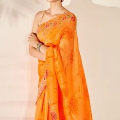 Anya Saree – Orange 12 Anya Saree – Orange -Abhinaya shop ad s22ma127 orange 6