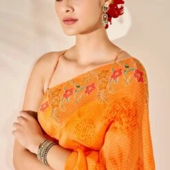 Anya Saree – Orange 13 Anya Saree – Orange -Abhinaya shop ad s22ma127 orange 7