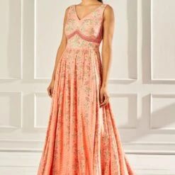 Isabella Gown – Coral -Abhinaya shop ad s22ms327 pink 4