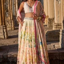 Flamingo Paradise Lehenga Set - Natural
