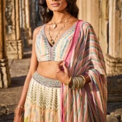 Flamingo Paradise Lehenga Set - Natural 6 Flamingo Paradise Lehenga Set - Natural -Abhinaya shop ad s22rm108a natural 3