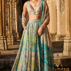 Flamingo Paradise Lehenga Set​ - Powder Blue