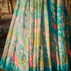 Flamingo Paradise Lehenga Set​ - Powder Blue -Abhinaya shop ad s22rm108a p blue 5