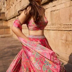 Swan Song Lehenga Set - Pink -Abhinaya shop ad s22rm111a pink 5