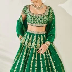 Alethi Lehenga Set- Emerald Green -Abhinaya shop ad ss20rr100 emerald green 4